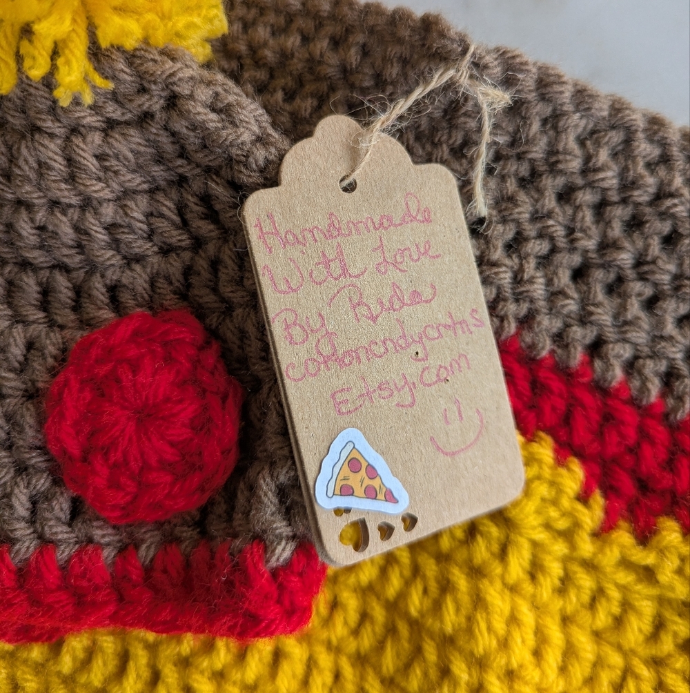 NWT Handmade Baby Infant Crochet  Pizza Costume Photo Prop Gift - Picture 2 of 11